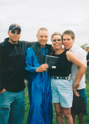 BJ Ayers of Cheyenne, Wyo. lost two of her three sons to suicide—Brett (second from left) in 2005, and Beau (left) in 2009. Son Blair (right) and BJ now work  in suicide prevention advocacy.